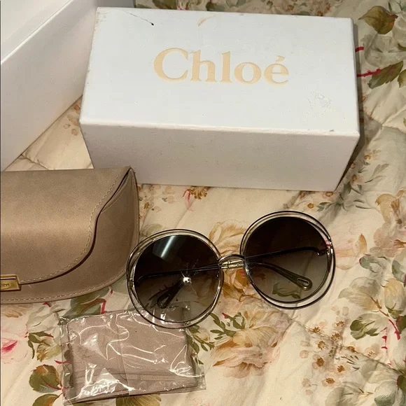 Chloe | Accessories | Womens Round Sunglasses Gold And Green 